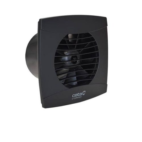 Cata UC-12 Hygro fekete ventilátor utószellőztető és páraérzékelő funkcióval, fordulatszám állítási lehetőséggel, pillangószeleppel