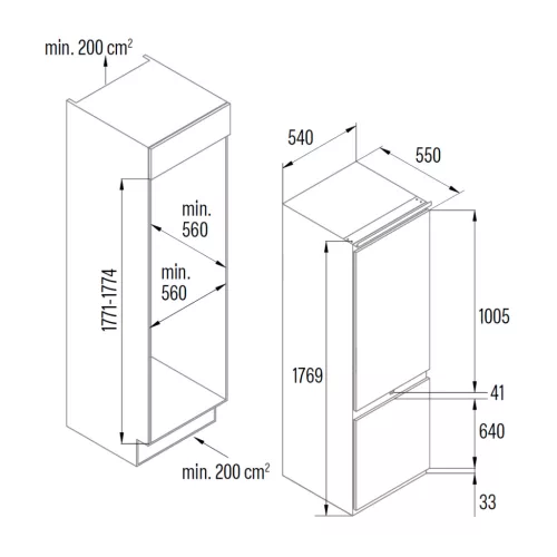 CATA - Beépíthető hűtőszekrény CI-54177 NF/D No Frost + Ajándék hűtőtáska