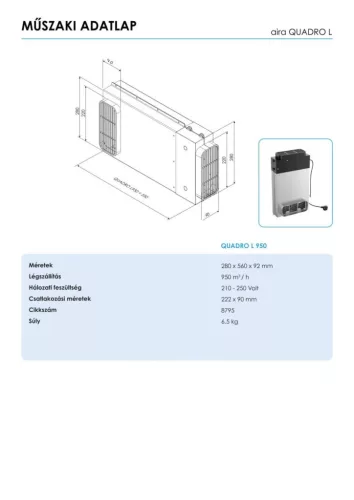 AIRA - Plazma szűrő páraelszívókhoz QUADRO L 950 R
