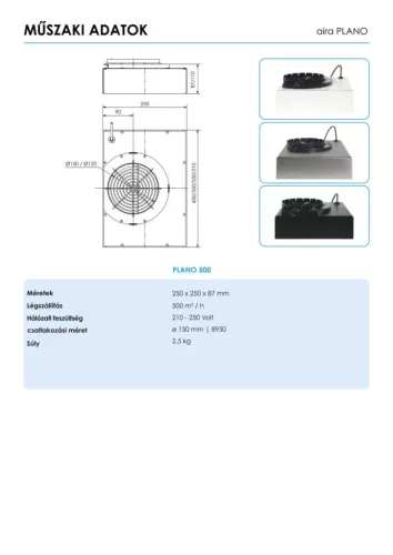 AIRA - Plazma szűrő páraelszívókhoz PLANO 500/210 R