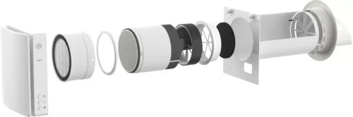 HOLTOP/AIRWOODS AV-TTW5-W egyhelyiséges hővisszanyerős szellőztető automata zsaluval, WiFi csatlakozással, páraérzékelő szenzorral, pollenszűrővel