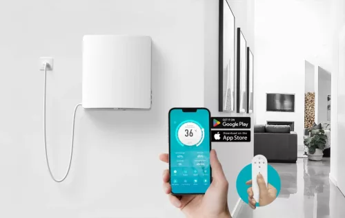 HOLTOP/AIRWOODS AV-TTW5-W egyhelyiséges hővisszanyerős szellőztető automata zsaluval, WiFi csatlakozással, páraérzékelő szenzorral, pollenszűrővel