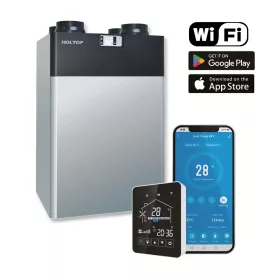   HOLTOP CFA-500T központi hővisszanyerős szellőztető ENTALPIA hőcserélővel, hőmérséklet és páraérzékelő szenzorral